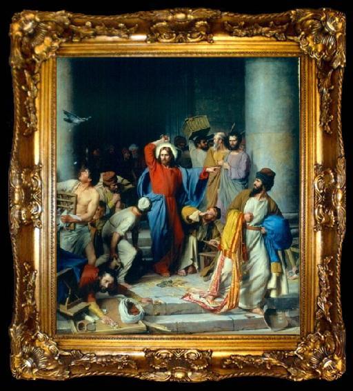 framed  Carl Heinrich Bloch Jesus casting out the money changers at the temple, ta009-2