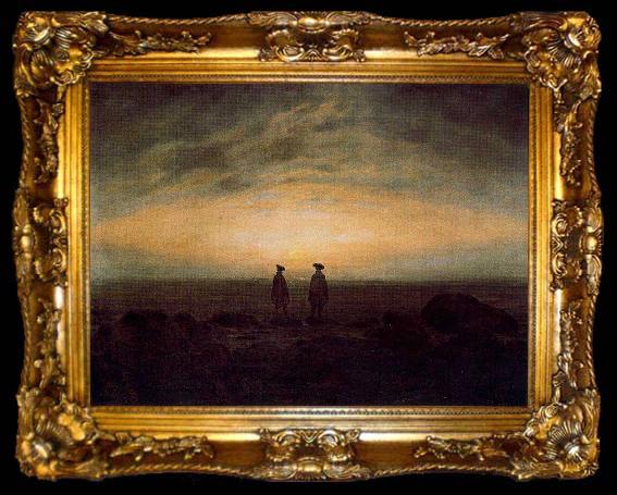 framed  Caspar David Friedrich Two Men by the Sea, ta009-2