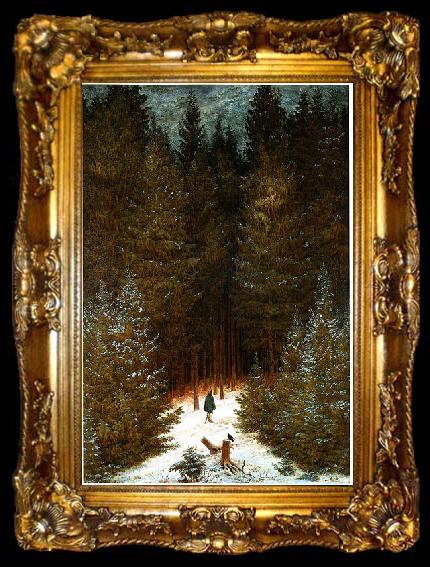 framed  Caspar David Friedrich Der Chasseur im Walde, ta009-2