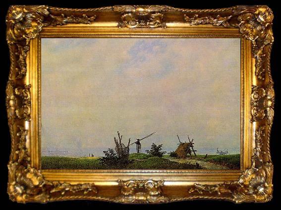framed  Caspar David Friedrich Meeresstrand mit Fischer, ta009-2