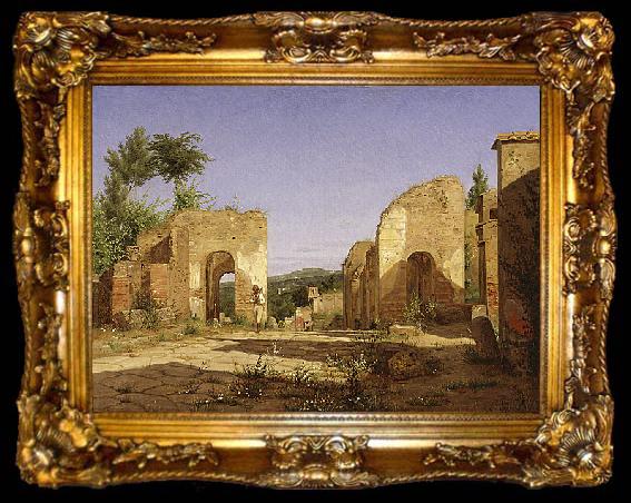 framed  Christen Kobke Gateway in the Via Sepulcralis in Pompeii., ta009-2