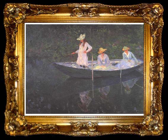 framed  Claude Monet En Norvegienne. La barque a Giverny, ta009-2