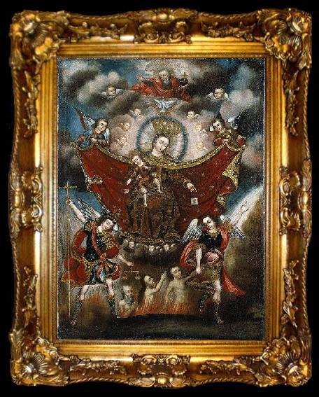 framed  Diego Quispe Tito Virgin of Carmel Saving Souls in Purgatory, ta009-2