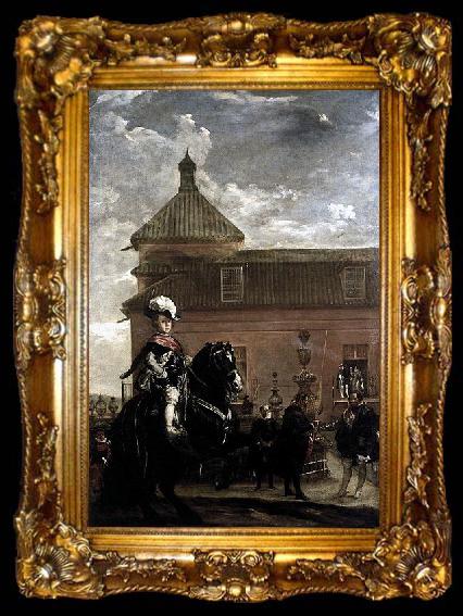 framed  Diego Velazquez Prince Baltasar Carlos with the Count-Duke of Olivares at the Royal Mews, ta009-2