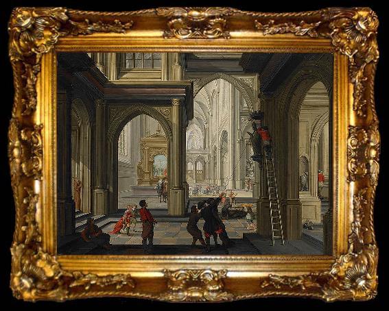 framed  Dirck van  Delen Iconoclasts in a church, ta009-2