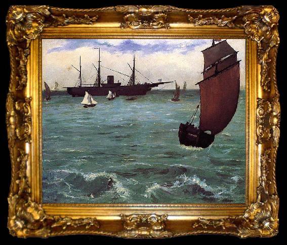framed  Edouard Manet Kearsarge at Bologne, ta009-2