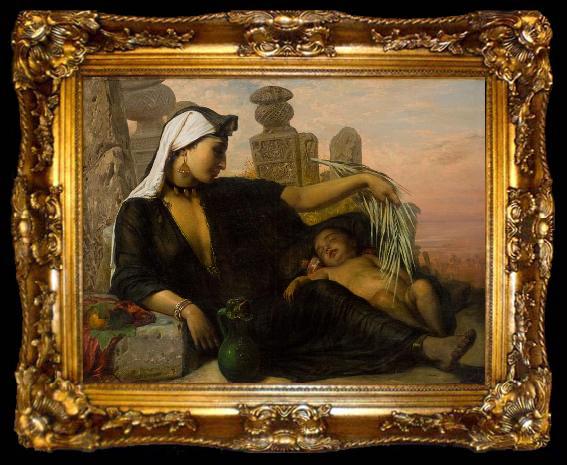 framed  Elisabeth Jerichau Baumann Egyptian Fellah woman with her child., ta009-2