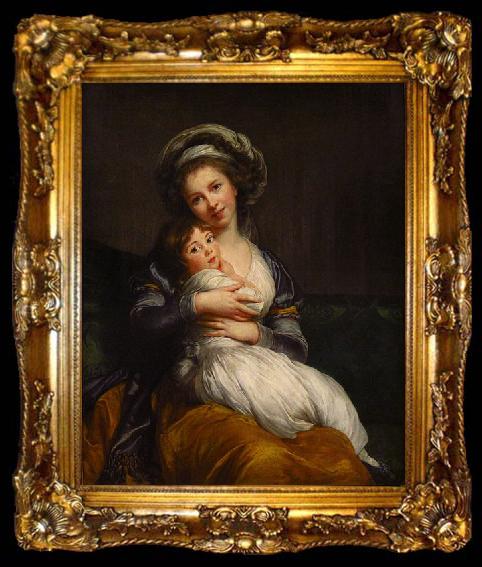 framed  Elisabeth LouiseVigee Lebrun Madame Vigee Le Brun et sa fille, ta009-2