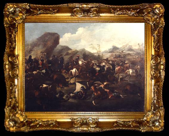 framed  Francesco Maria Raineri Battle among Christians and Turks. Oil-painting,, ta009-2