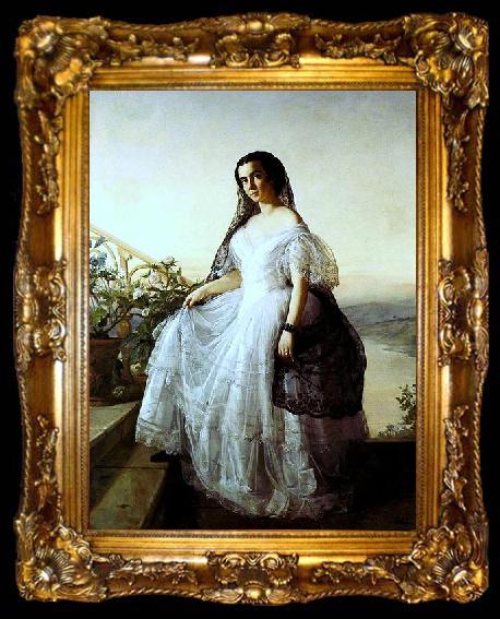 framed  Francois-Auguste Biard Portrait of a woman, ta009-2