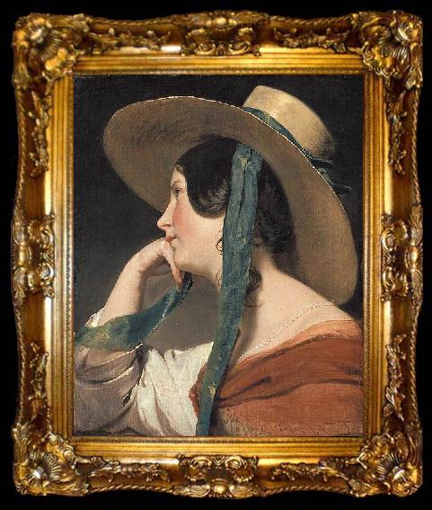 framed  Friedrich von Amerling Maiden with a Straw Hat, ta009-2