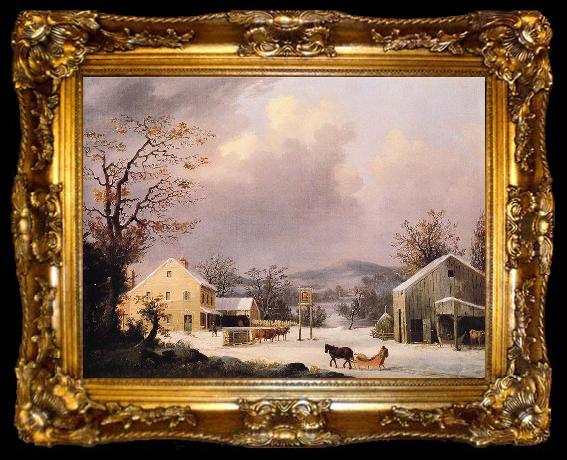 framed  George Henry Durrie Jones Inn, Winter, ta009-2