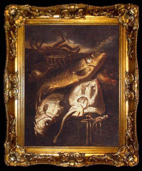 framed  Giacomo Francesco Cipper Still life of fish and shellfish, ta009-2