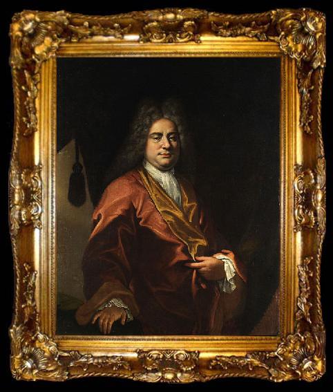 framed  Giovanni Camillo Sagrestani Portrait eines Herren im Hausmantel, ta009-2