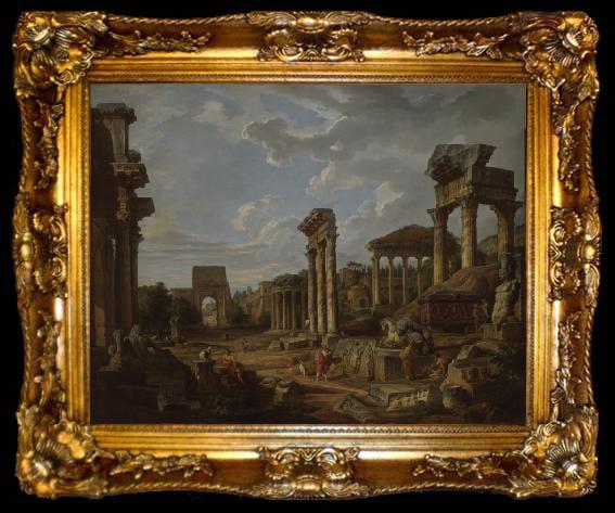 framed  Giovanni Paolo Panini A Capriccio of the Roman Forum, ta009-2