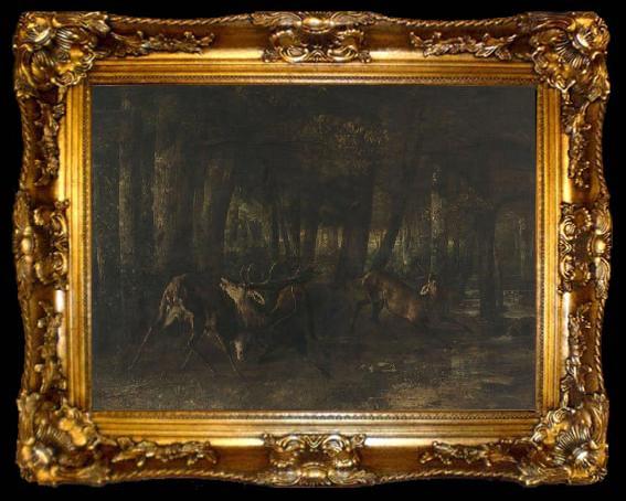 framed  Gustave Courbet Spring Rut. The Battle of the Stags (1861) by Gustave Courbet, ta009-2
