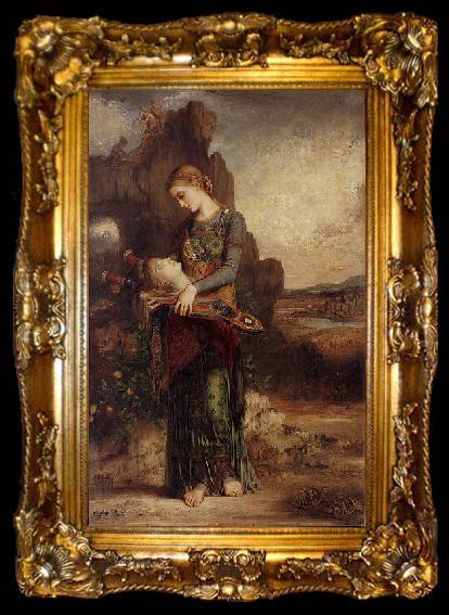 framed  Gustave Moreau Thracian Girl Carrying the Head of Orpheus on His Lyre, ta009-2