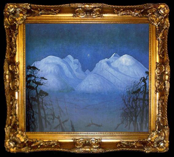 framed  Harald Sohlberg Vinternatt i fjellene, ta009-2
