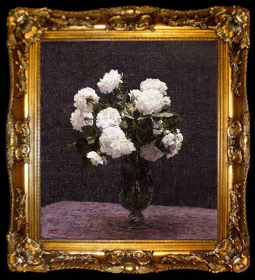 framed  Henri Fantin-Latour White Roses, ta009-2