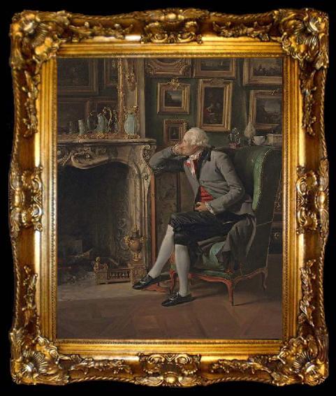 framed  Henri-Pierre Danloux The Baron de Besenval in his Study, ta009-2