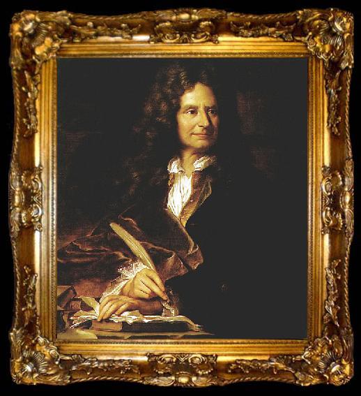 framed  Hyacinthe Rigaud Portrait of Nicolas Boileau, ta009-2