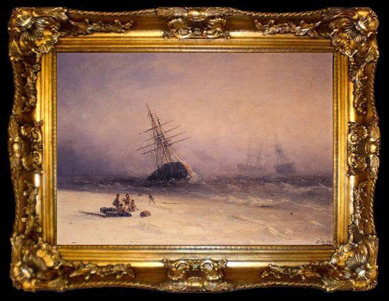framed  Ivan Aivazovsky Shipwreck on the Black Sea, ta009-2