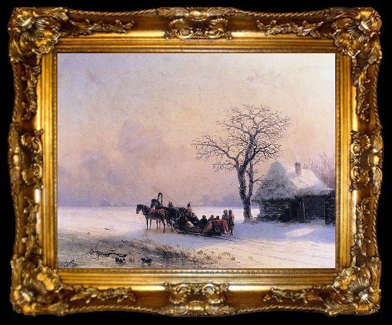 framed  Ivan Aivazovsky Winter Scene in Little Russia, ta009-2