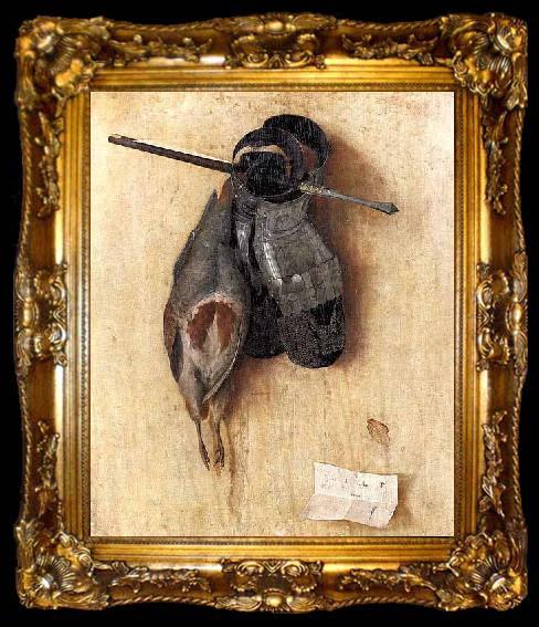 framed  Jacopo de Barbari Still-Life with Partridge and Iron Gloves, ta009-2