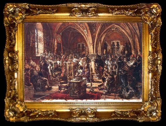 framed  Jan Matejko The First Sejm in leczyca. Recording of laws. A.D. 1182., ta009-2