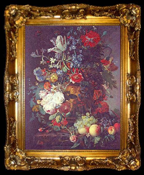 framed  Jan van Huijsum Blumen und Fruchte, ta009-2