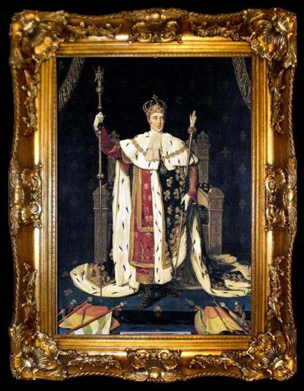framed  Jean Auguste Dominique Ingres Portrait of the King Charles X of France in coronation robes, ta009-2