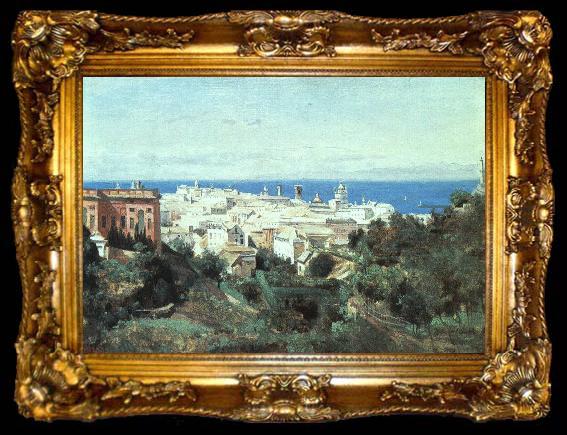 framed  Jean-Baptiste Camille Corot View of Genoa, ta009-2