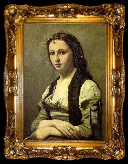 framed  Jean-Baptiste Camille Corot Woman with a Pearl, ta009-2