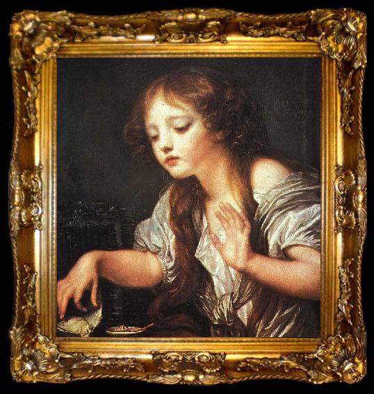 framed  Jean-Baptiste Greuze Young Girl Weeping for her Dead Bird, ta009-2
