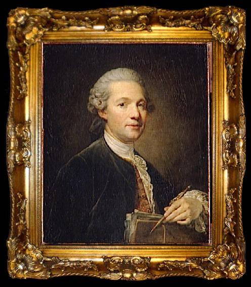 framed  Jean-Baptiste Greuze Portrait of Jacques Gabriel French architect, ta009-2