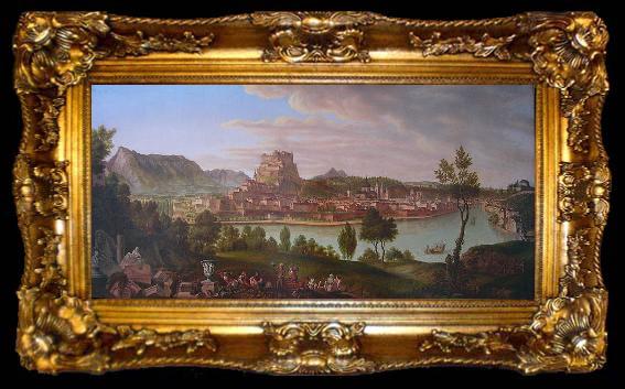 framed  Johann Michael Sattler Ansicht von Salzburg vom Burglstein aus, ta009-2