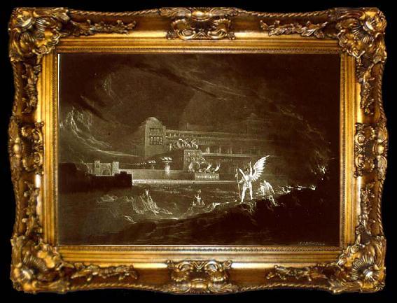 framed  John Martin Pandemonium - One out of a set of mezzotints with the same title, ta009-2