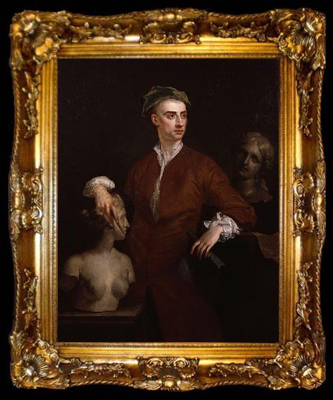 framed  John Vanderbank Portrait of John Michael Rysbrack, ta009-2