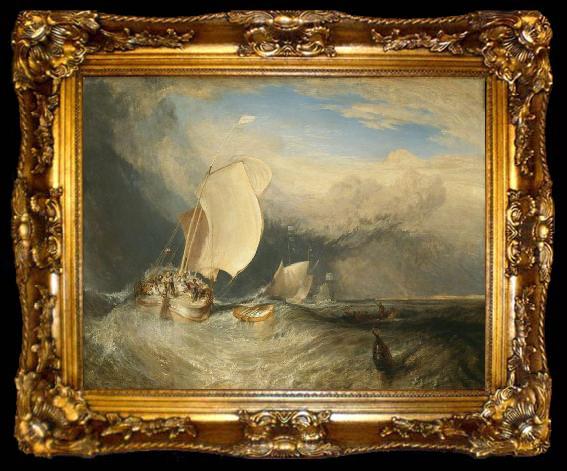 framed  Joseph Mallord William Turner Fishing Boats with Hucksters Bargaining for Fish, ta009-2