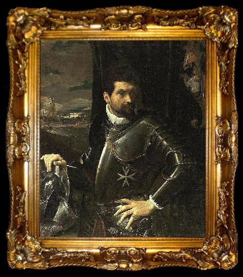 framed  Lodovico Carracci Portrait of Carlo Alberto Rati Opizzoni in Armour, ta009-2