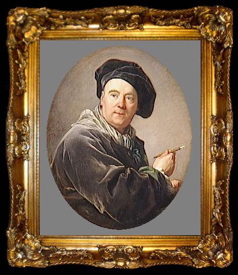 framed  Louis Michel van Loo Portrait of Carle van Loo, ta009-2