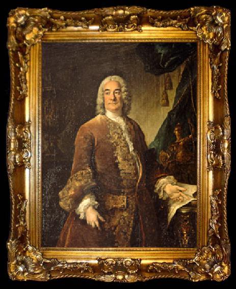 framed  Louis Tocque Portrait of Charles Francois Paul Le Normant de Tournehem, ta009-2
