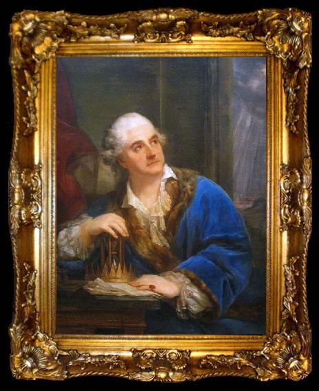 framed  Marcello Bacciarelli Portrait of Stanislaw Augustus Poniatowski with an hourglass., ta009-2