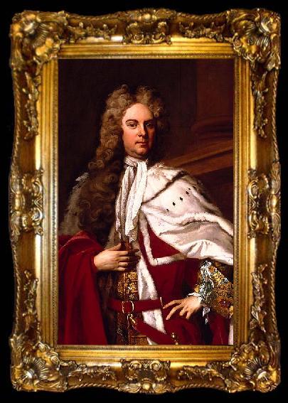 framed  Michael Dahl Portrait of James Brydges, 1st Duke of Chandos, ta009-2
