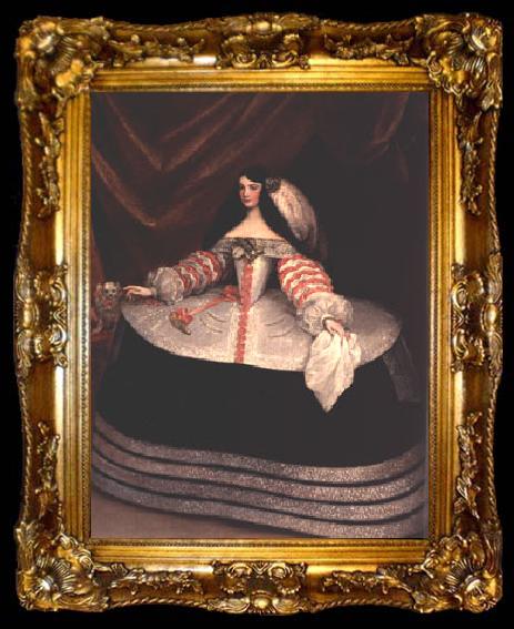 framed  Miranda, Juan Carreno de Portrait of a lady with a lapdog and pistol, ta009-2