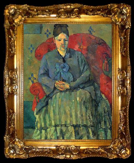 framed  Paul Cezanne Portrat der Mme Cezanne in rotem Lehnstuhl, ta009-2