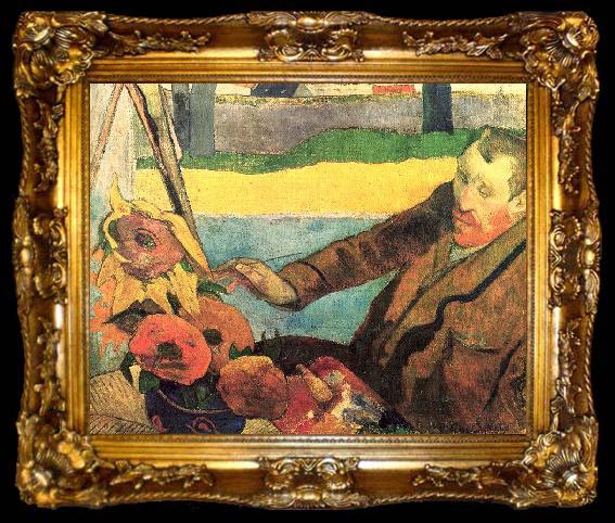 framed  Paul Gauguin Van Gogh Painting Sunflowers, ta009-2