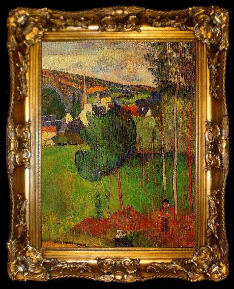 framed  Paul Gauguin View of Pont-Aven from Lezaven, ta009-2