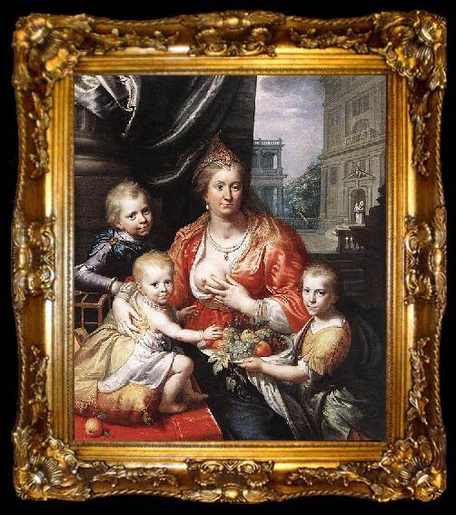 framed  Paulus Moreelse Sophia Hedwig, Countess of Nassau Dietz, with her Three Sons., ta009-2