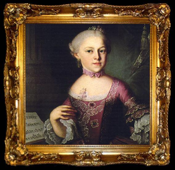 framed  Pietro Antonio Lorenzoni Portrait of Maria Anna Mozart, ta009-2
